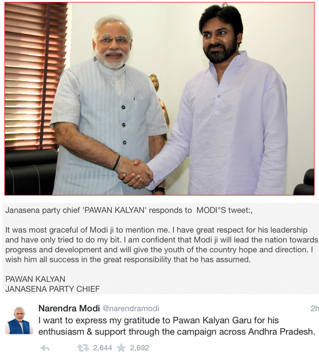 pawan kalyan response to modi's thank you tweet,narendramodi thanks to pavan kalyan  pawan kalyan response to modi's thank you tweet, narendramodi thanks to pavan kalyan